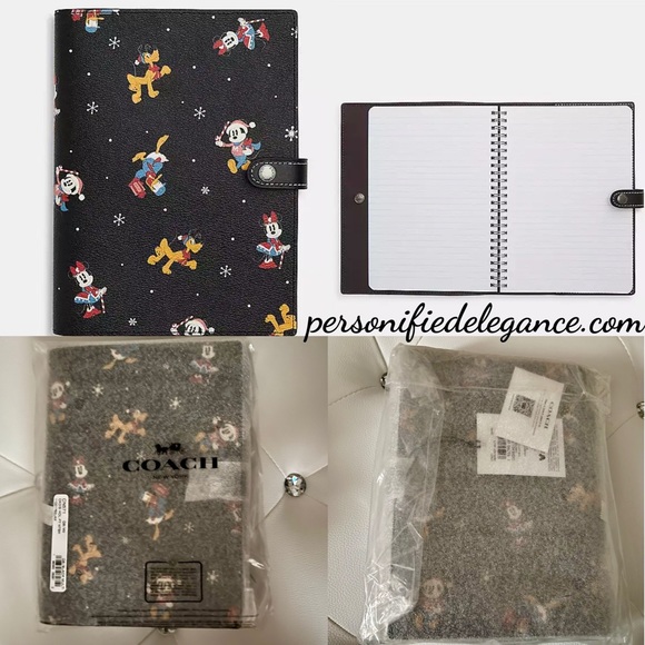 NEW Coach Disney X Coach Holiday Print Coated Canvas Leather Notebook Journal - Picture 5 of 15